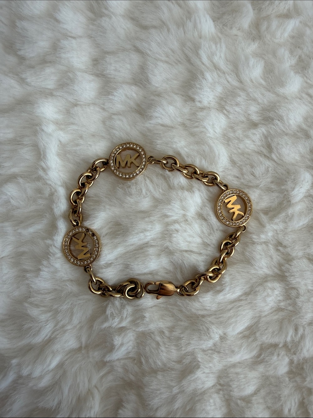 Michael Kors Gold-Tone MK Medallion Link Bracelet